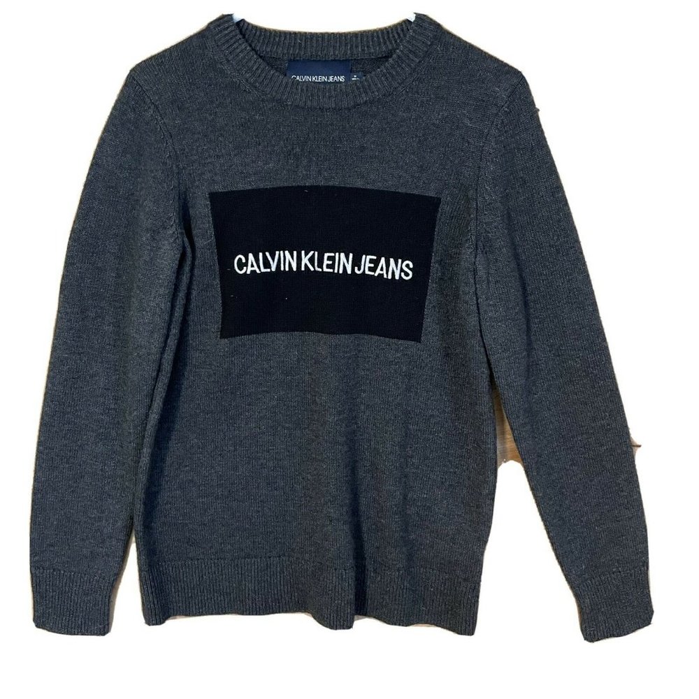 calvin klein mens medium Big logo wool sweater
